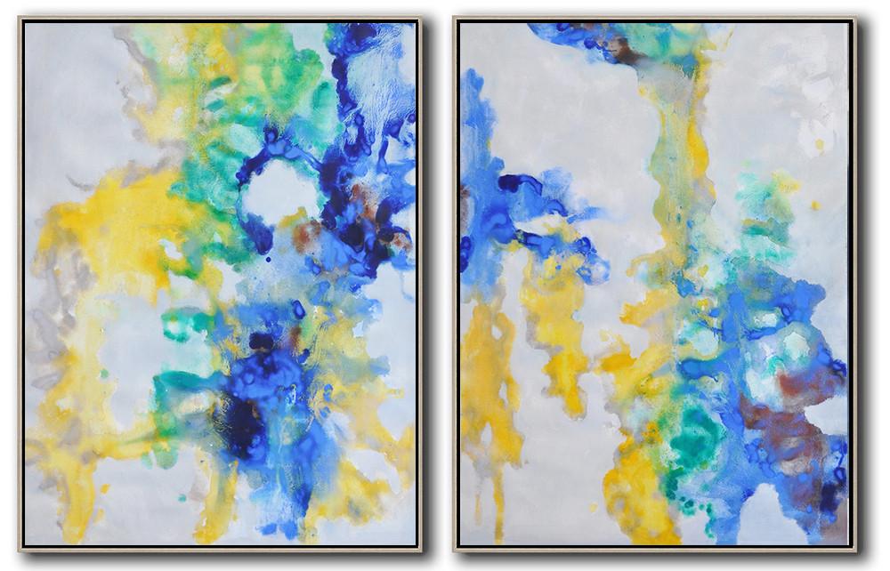 Hand-painted Set of 2 Abstract Oil Painting on canvas, free shipping worldwide large oil paintings
